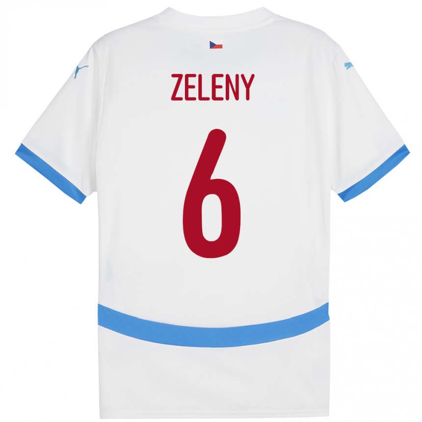 Niño Fútbol Camiseta Chequia Jaroslav Zelený #6 Blanco 2ª Equipación 24-26 Perú