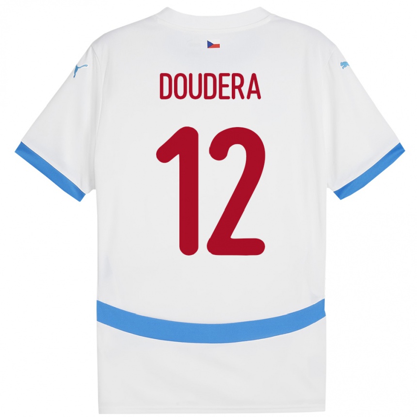 Niño Fútbol Camiseta Chequia David Doudera #12 Blanco 2ª Equipación 24-26 Perú