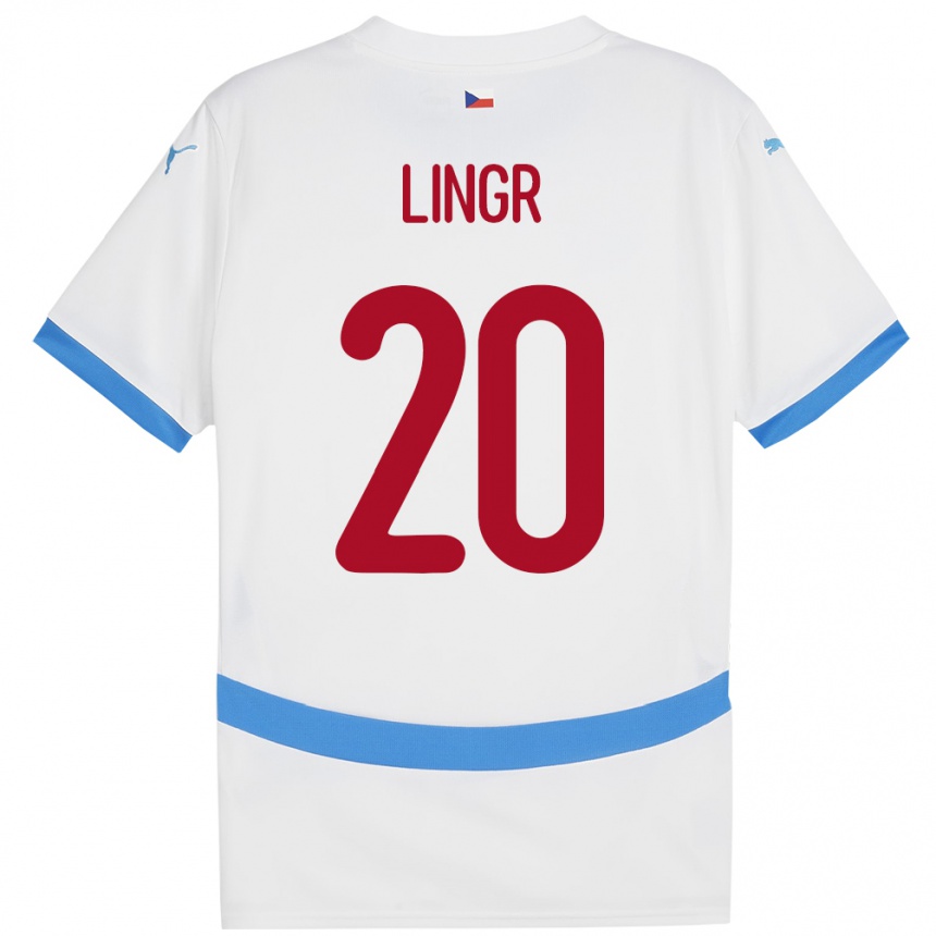 Niño Fútbol Camiseta Chequia Ondrej Lingr #20 Blanco 2ª Equipación 24-26 Perú