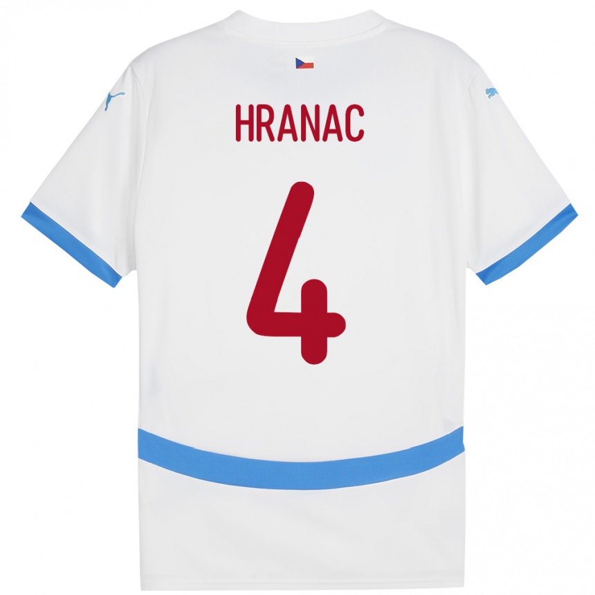 Niño Fútbol Camiseta Chequia Robin Hranac #4 Blanco 2ª Equipación 24-26 Perú