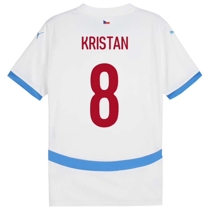 Niño Fútbol Camiseta Chequia Jakub Kristan #8 Blanco 2ª Equipación 24-26 Perú