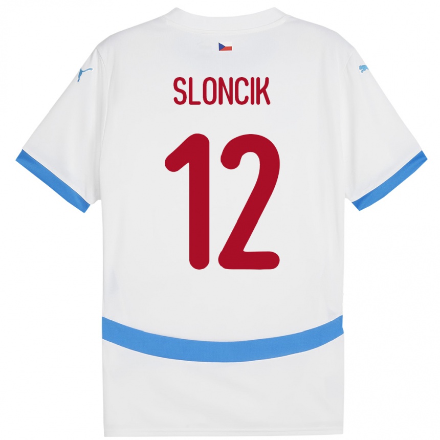 Niño Fútbol Camiseta Chequia Tom Sloncik #12 Blanco 2ª Equipación 24-26 Perú