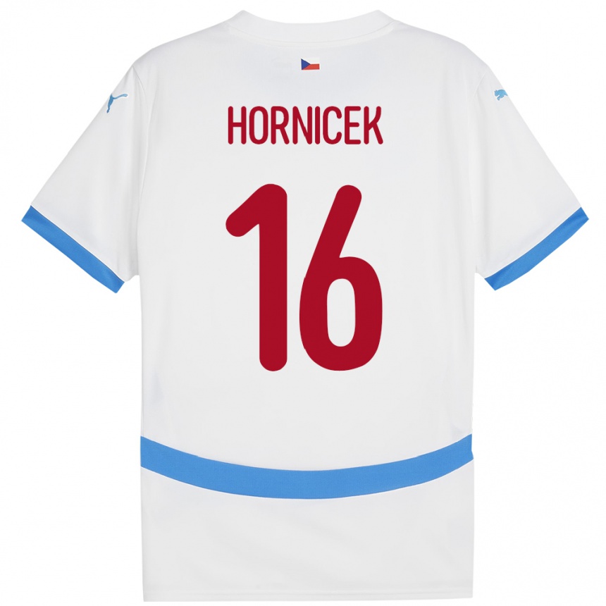 Niño Fútbol Camiseta Chequia Lukas Hornicek #16 Blanco 2ª Equipación 24-26 Perú