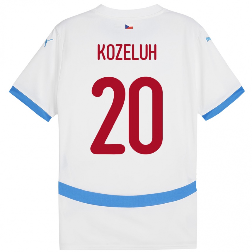 Niño Fútbol Camiseta Chequia Josef Kozeluh #20 Blanco 2ª Equipación 24-26 Perú