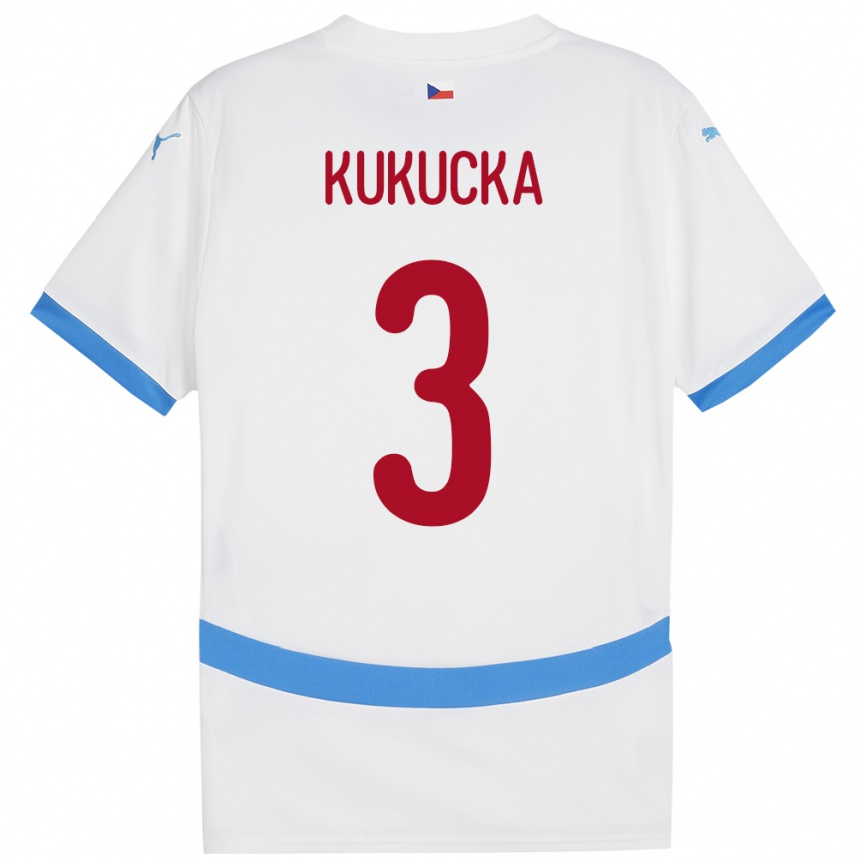 Niño Fútbol Camiseta Chequia Ondrej Kukucka #3 Blanco 2ª Equipación 24-26 Perú