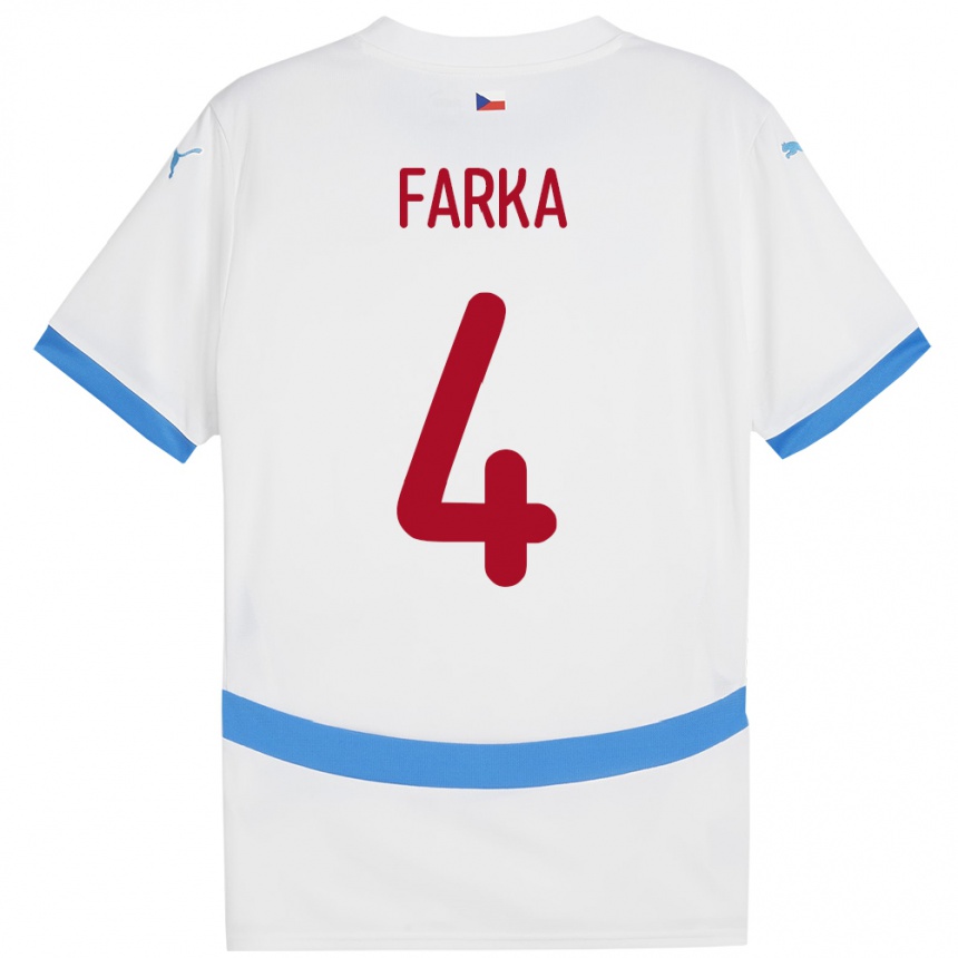 Niño Fútbol Camiseta Chequia Dominik Farka #4 Blanco 2ª Equipación 24-26 Perú