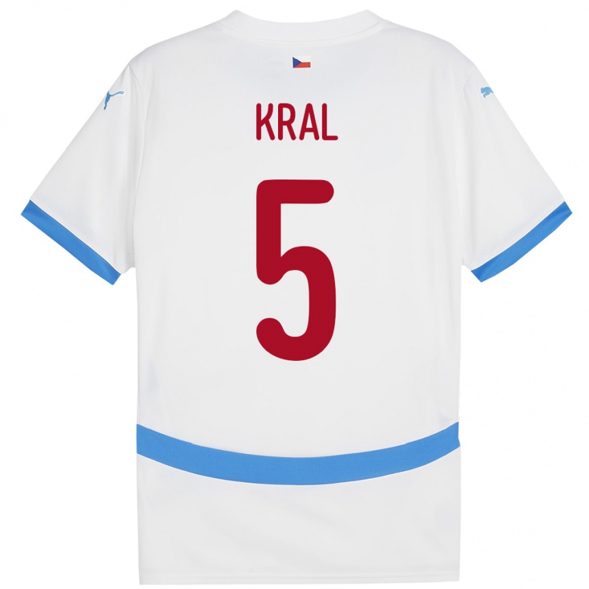 Niño Fútbol Camiseta Chequia Tomas Kral #5 Blanco 2ª Equipación 24-26 Perú