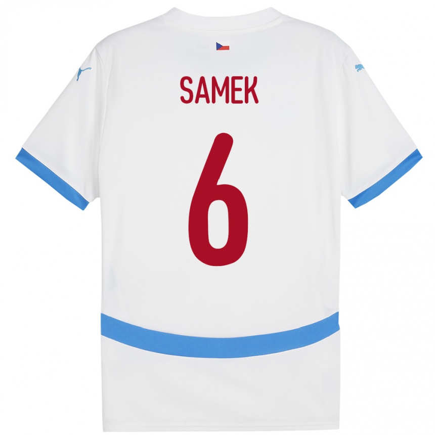 Niño Fútbol Camiseta Chequia Daniel Samek #6 Blanco 2ª Equipación 24-26 Perú