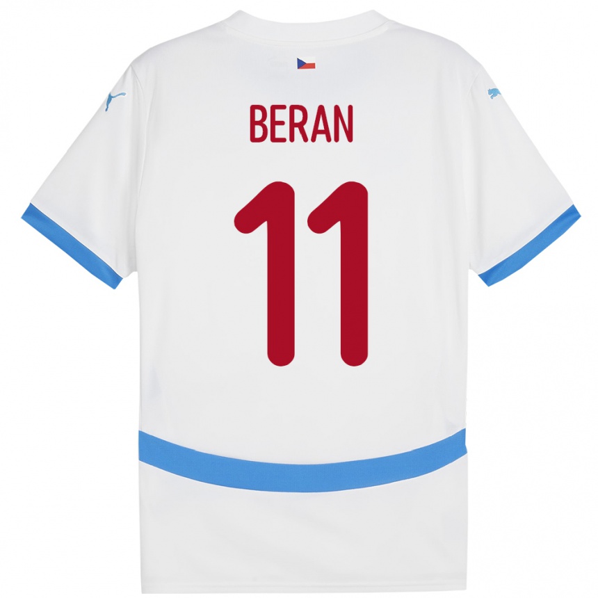 Niño Fútbol Camiseta Chequia Stepan Beran #11 Blanco 2ª Equipación 24-26 Perú