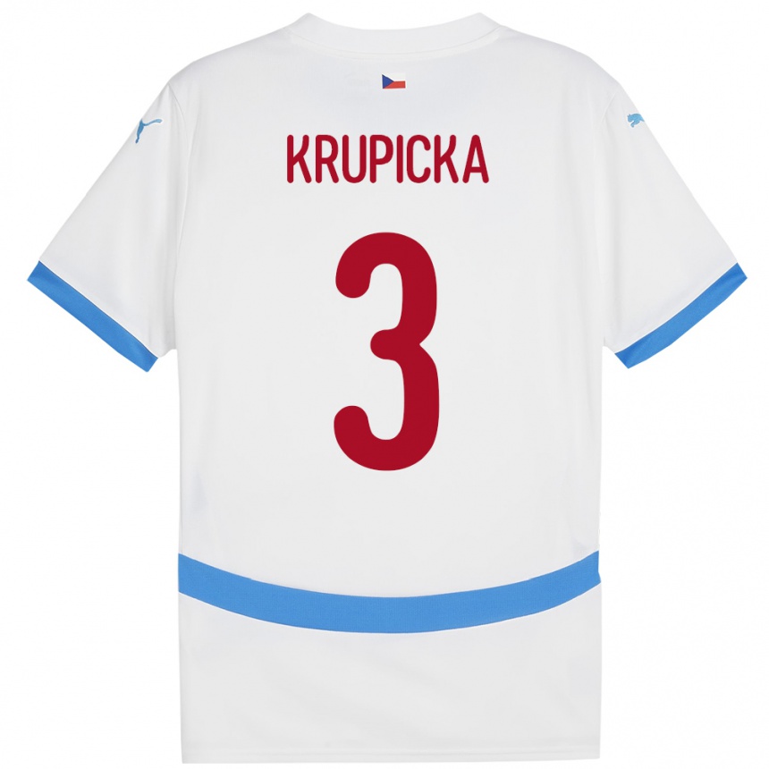 Niño Fútbol Camiseta Chequia David Krupicka #3 Blanco 2ª Equipación 24-26 Perú