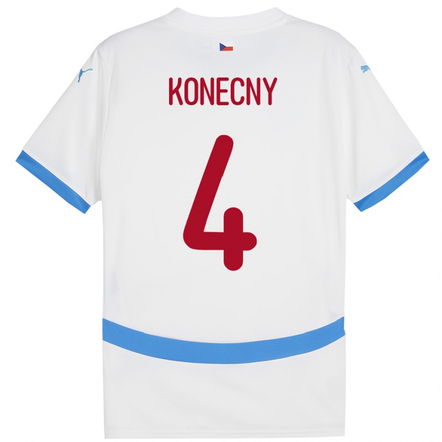 Niño Fútbol Camiseta Chequia Mikulas Konecny #4 Blanco 2ª Equipación 24-26 Perú