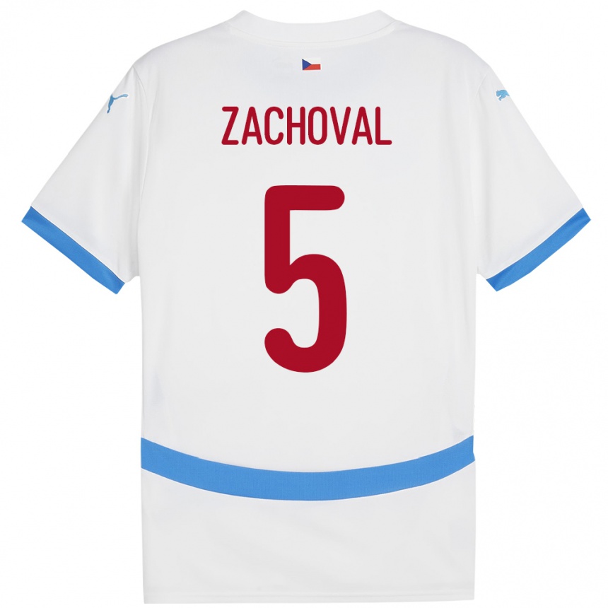 Niño Fútbol Camiseta Chequia Matej Zachoval #5 Blanco 2ª Equipación 24-26 Perú