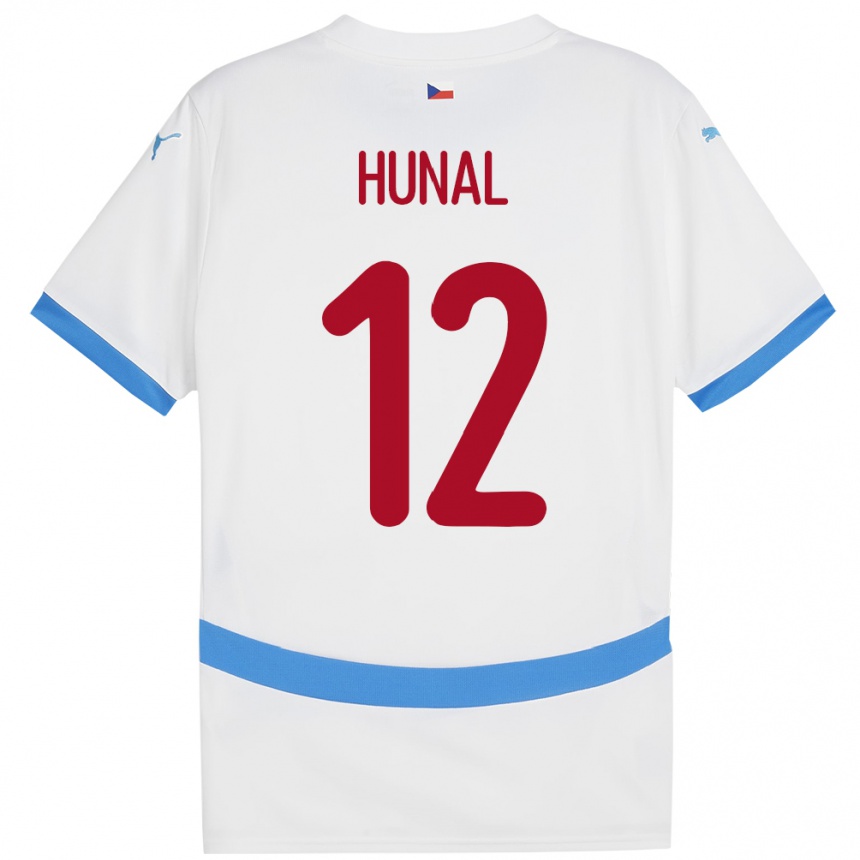 Niño Fútbol Camiseta Chequia Eric Hunal #12 Blanco 2ª Equipación 24-26 Perú