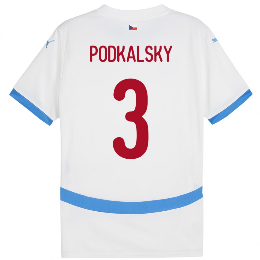 Niño Fútbol Camiseta Chequia Jakub Podkalsky #3 Blanco 2ª Equipación 24-26 Perú