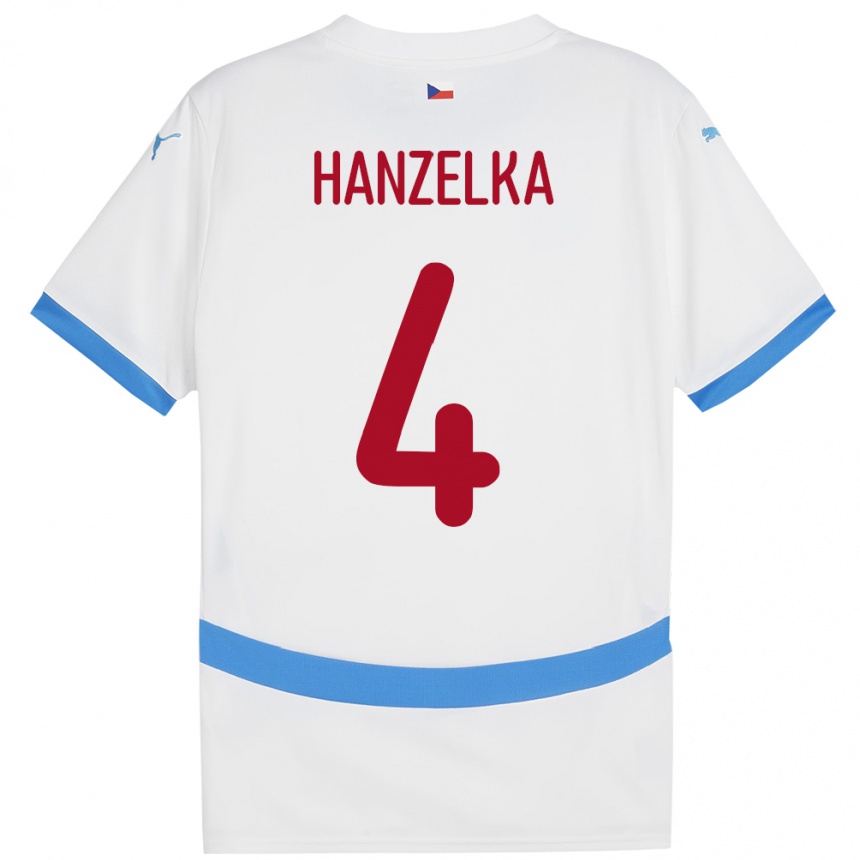 Niño Fútbol Camiseta Chequia Denis Hanzelka #4 Blanco 2ª Equipación 24-26 Perú