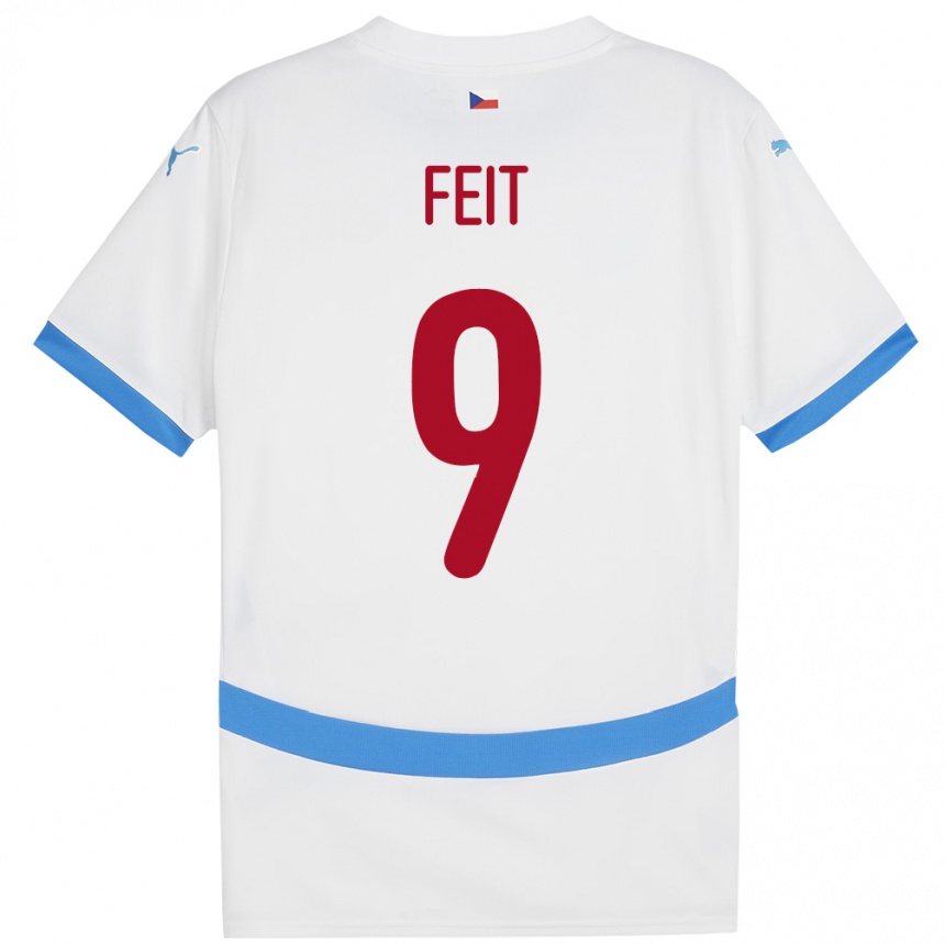 Niño Fútbol Camiseta Chequia Jan Feit #9 Blanco 2ª Equipación 24-26 Perú