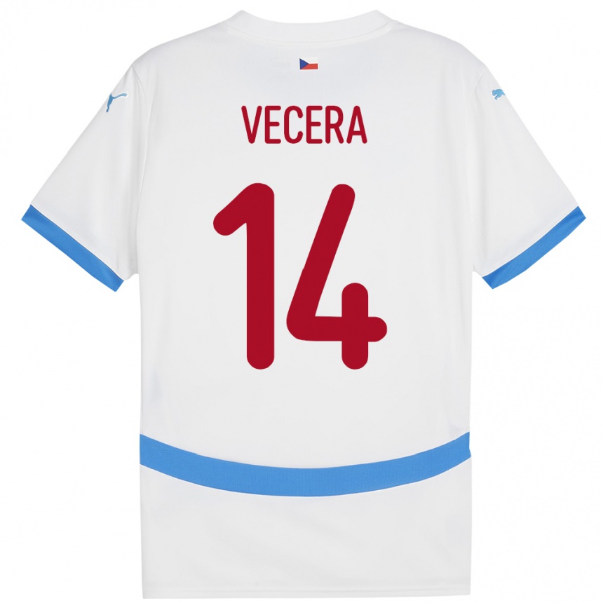 Niño Fútbol Camiseta Chequia Filip Vecera #14 Blanco 2ª Equipación 24-26 Perú