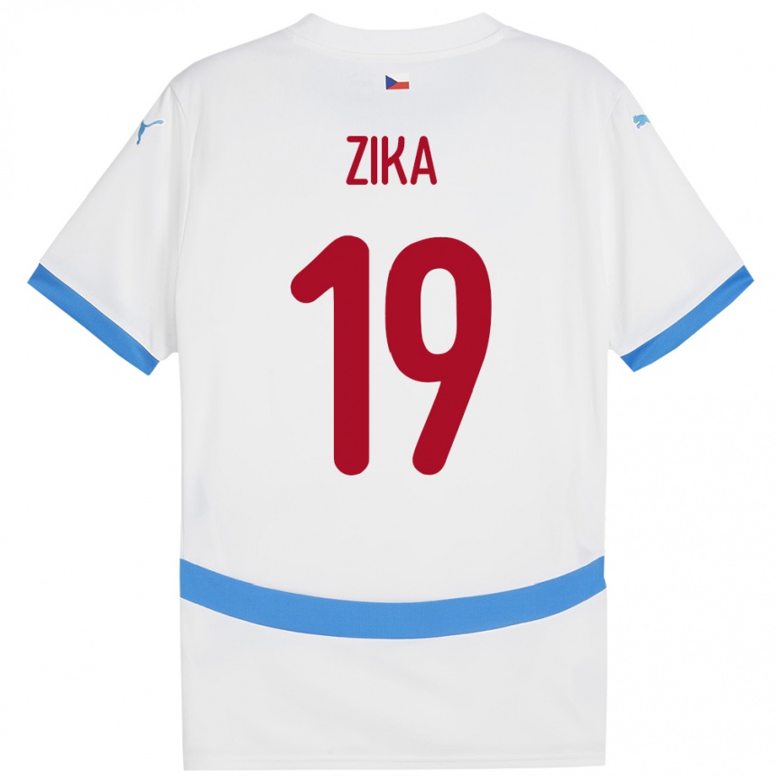 Niño Fútbol Camiseta Chequia Petr Zika #19 Blanco 2ª Equipación 24-26 Perú