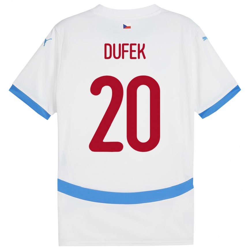 Niño Fútbol Camiseta Chequia Jakub Dufek #20 Blanco 2ª Equipación 24-26 Perú