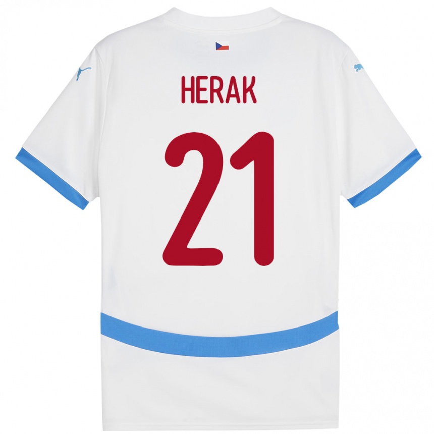 Niño Fútbol Camiseta Chequia Frantisek Herak #21 Blanco 2ª Equipación 24-26 Perú