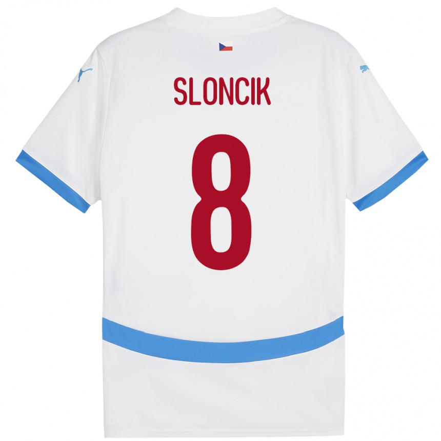 Niño Fútbol Camiseta Chequia Simon Sloncik #8 Blanco 2ª Equipación 24-26 Perú