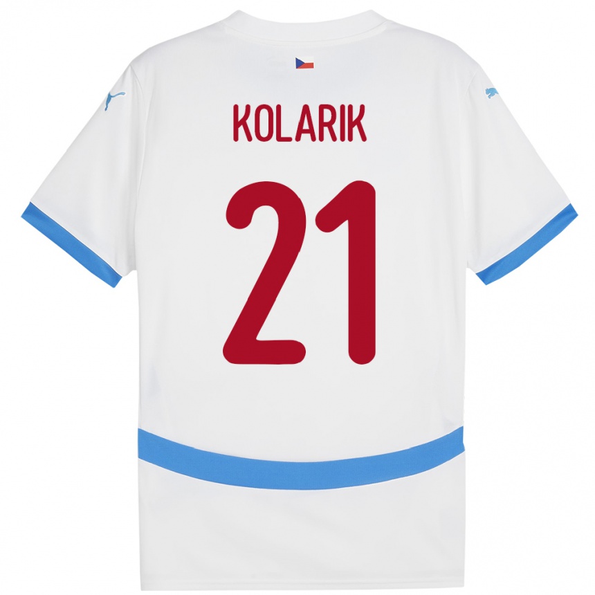 Niño Fútbol Camiseta Chequia Josef Kolarik #21 Blanco 2ª Equipación 24-26 Perú