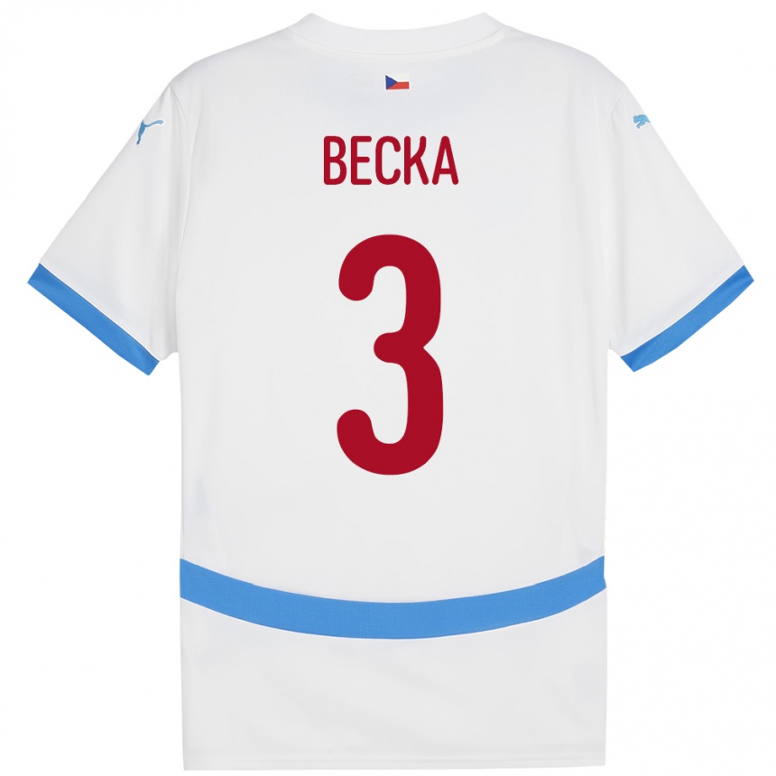 Niño Fútbol Camiseta Chequia Patrik Becka #3 Blanco 2ª Equipación 24-26 Perú