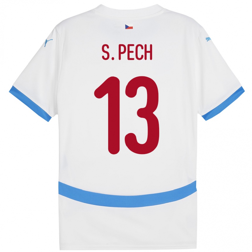 Niño Fútbol Camiseta Chequia Sebastian Pech #13 Blanco 2ª Equipación 24-26 Perú