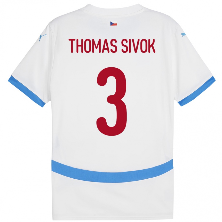 Niño Fútbol Camiseta Chequia Andre Thomas Sivok #3 Blanco 2ª Equipación 24-26 Perú