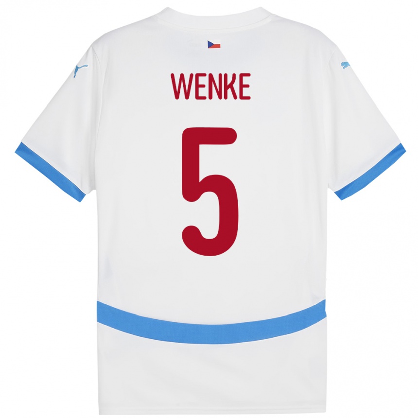 Niño Fútbol Camiseta Chequia Eduard Wenke #5 Blanco 2ª Equipación 24-26 Perú