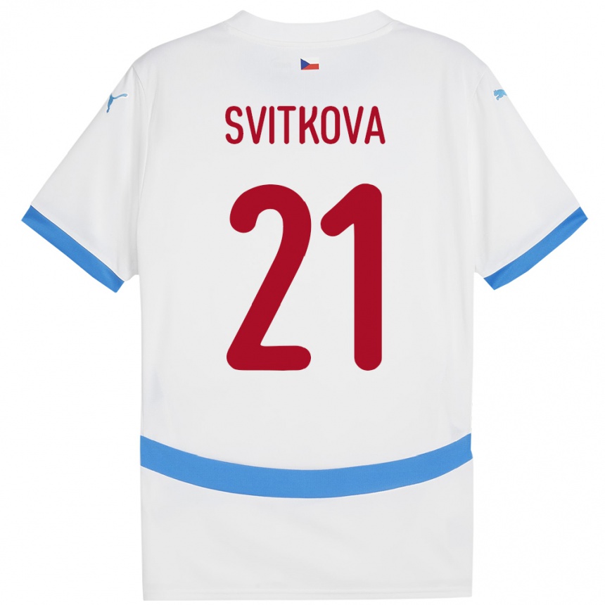 Niño Fútbol Camiseta Chequia Kateřina Svitková #21 Blanco 2ª Equipación 24-26 Perú