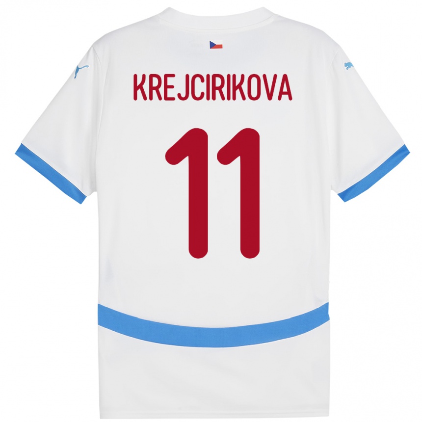 Niño Fútbol Camiseta Chequia Tereza Krejčiříková #11 Blanco 2ª Equipación 24-26 Perú