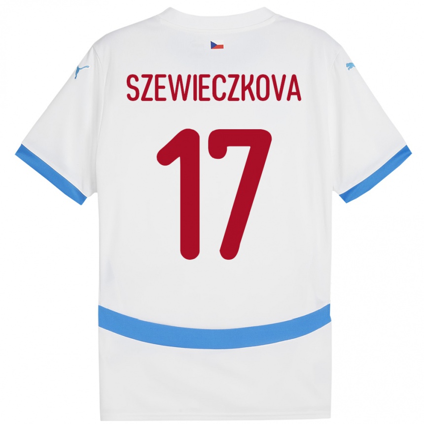 Niño Fútbol Camiseta Chequia Tereza Szewieczková #17 Blanco 2ª Equipación 24-26 Perú