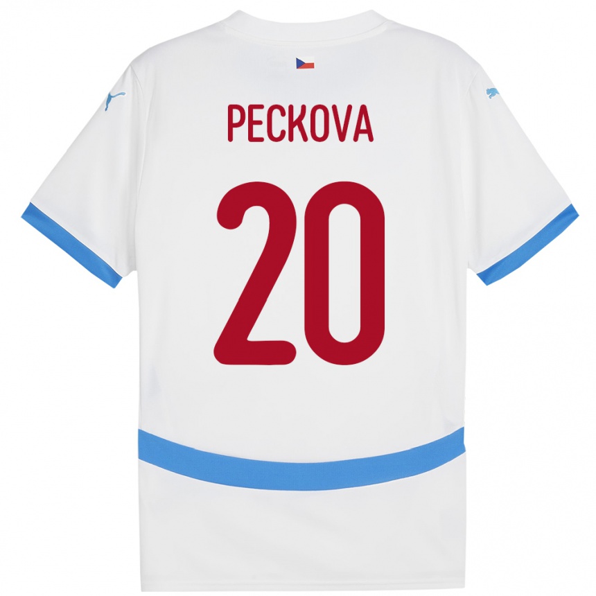 Niño Fútbol Camiseta Chequia Alena Pěčková #20 Blanco 2ª Equipación 24-26 Perú