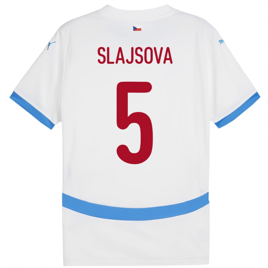 Niño Fútbol Camiseta Chequia Gabriela Šlajsová #5 Blanco 2ª Equipación 24-26 Perú