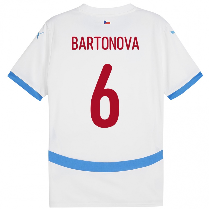 Niño Fútbol Camiseta Chequia Eva Bartoňová #6 Blanco 2ª Equipación 24-26 Perú