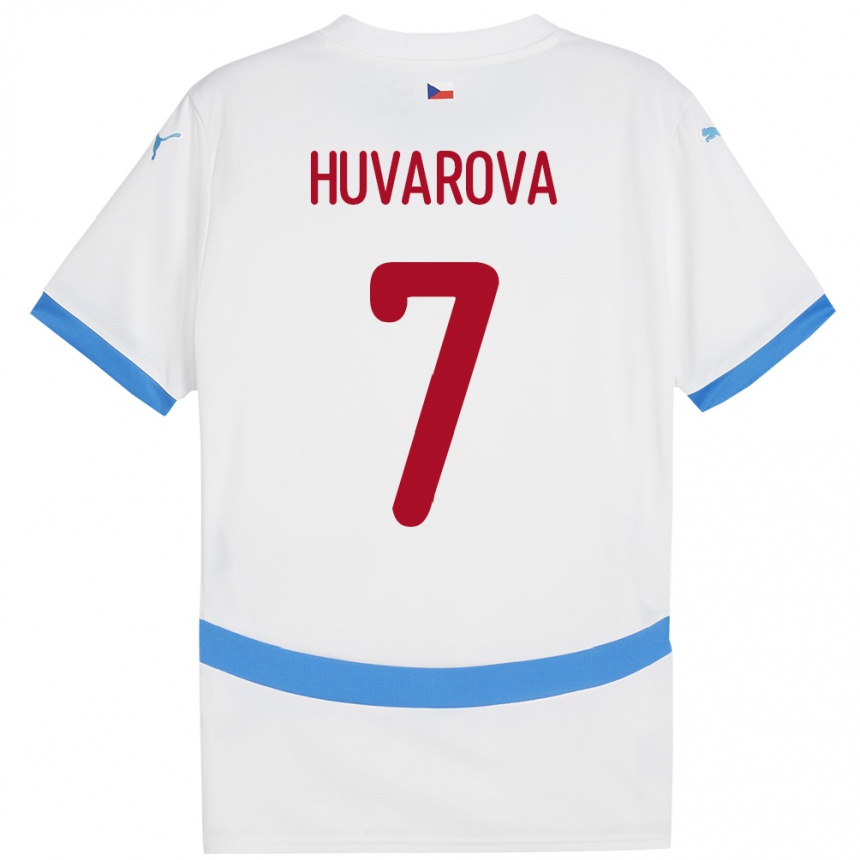 Niño Fútbol Camiseta Chequia Dominika Huvarová #7 Blanco 2ª Equipación 24-26 Perú