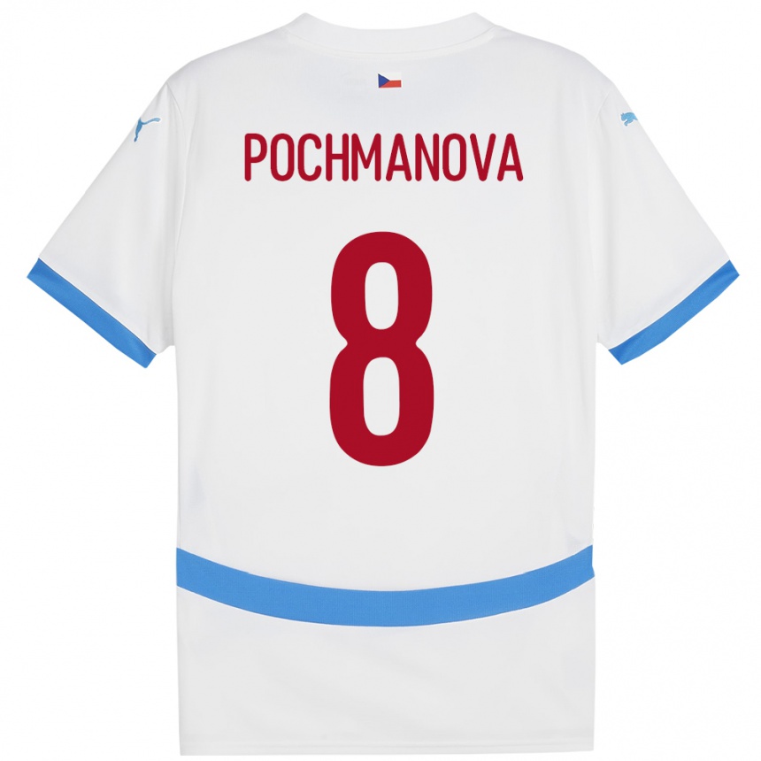 Niño Fútbol Camiseta Chequia Aneta Pochmanová #8 Blanco 2ª Equipación 24-26 Perú