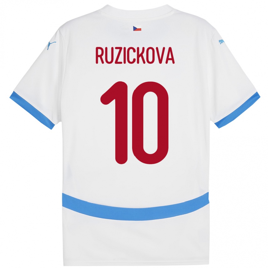 Niño Fútbol Camiseta Chequia Kristýna Růžičková #10 Blanco 2ª Equipación 24-26 Perú