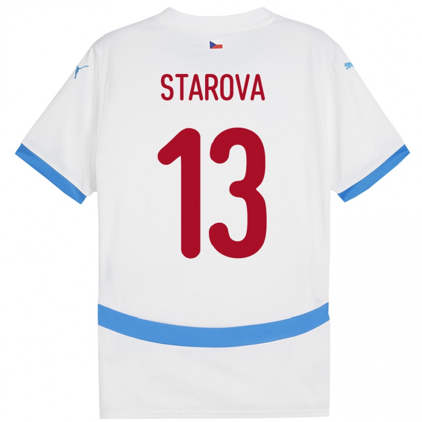 Niño Fútbol Camiseta Chequia Antonie Stárová #13 Blanco 2ª Equipación 24-26 Perú