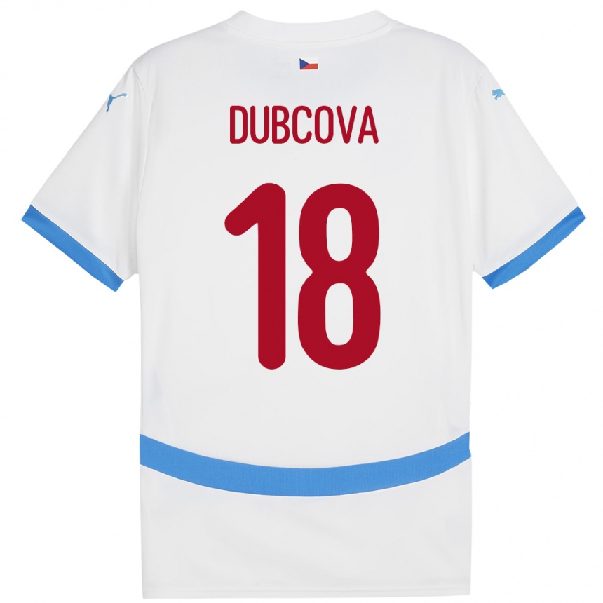 Niño Fútbol Camiseta Chequia Kamila Dubcová #18 Blanco 2ª Equipación 24-26 Perú