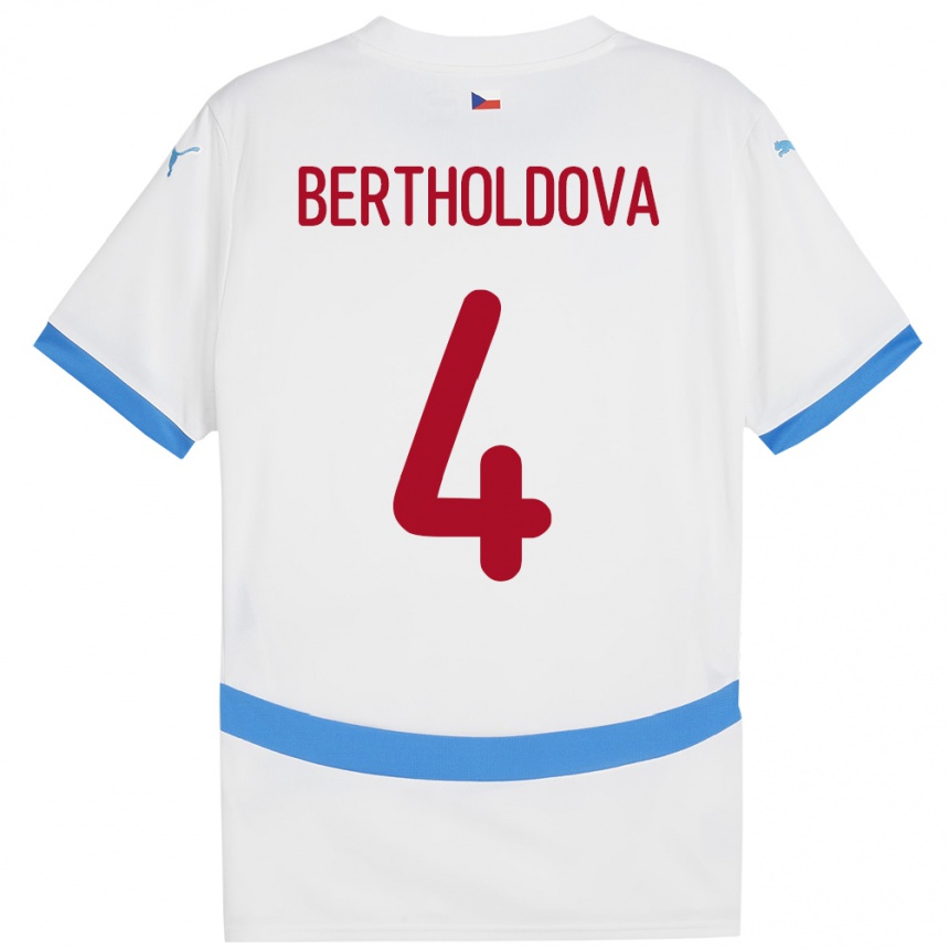 Niño Fútbol Camiseta Chequia Petra Bertholdová #4 Blanco 2ª Equipación 24-26 Perú