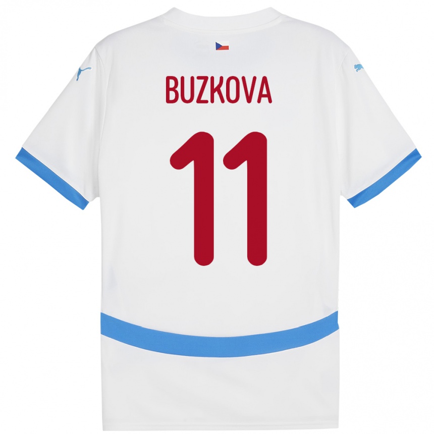 Niño Fútbol Camiseta Chequia Kateřina Bužková #11 Blanco 2ª Equipación 24-26 Perú