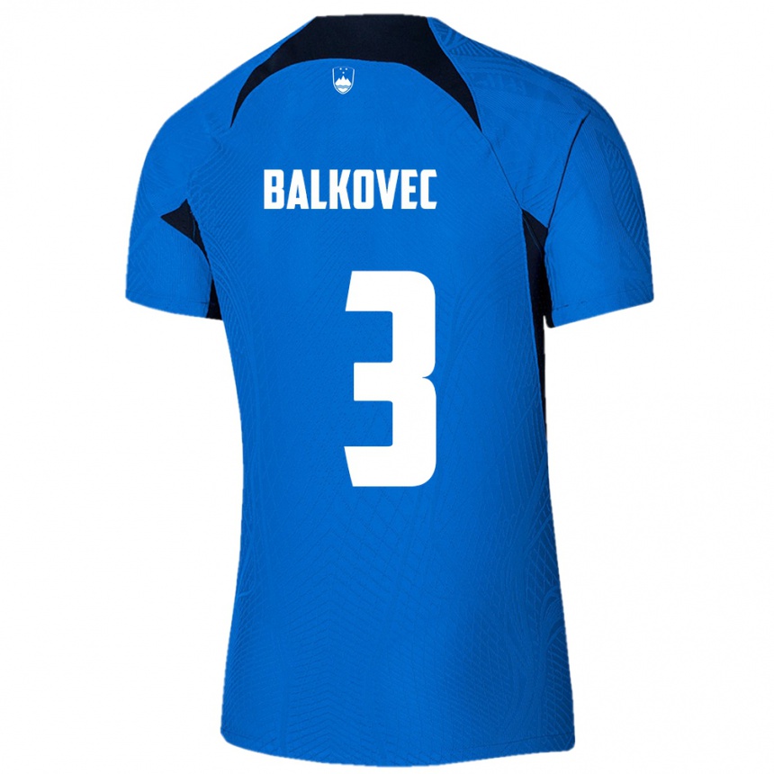 Niño Fútbol Camiseta Eslovenia Jure Balkovec #3 Azul 2ª Equipación 24-26 Perú