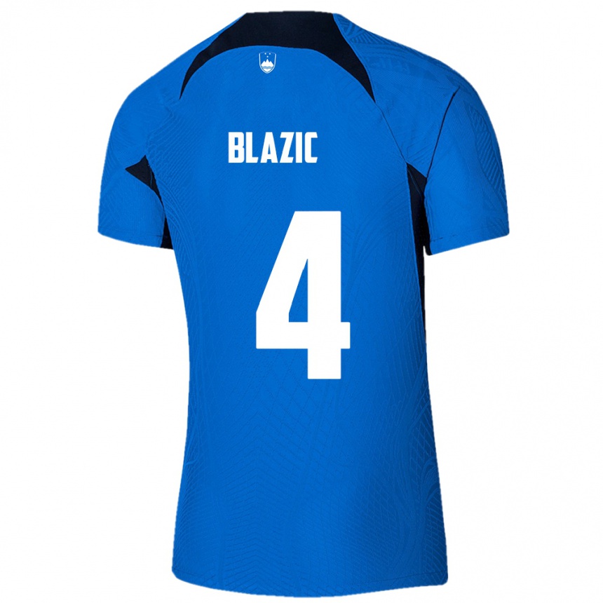 Niño Fútbol Camiseta Eslovenia Miha Blazic #4 Azul 2ª Equipación 24-26 Perú