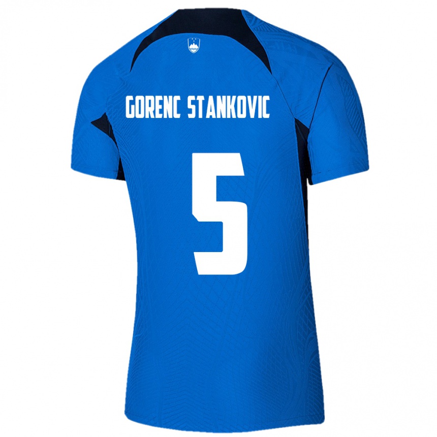 Niño Fútbol Camiseta Eslovenia Jon Gorenc Stankovic #5 Azul 2ª Equipación 24-26 Perú