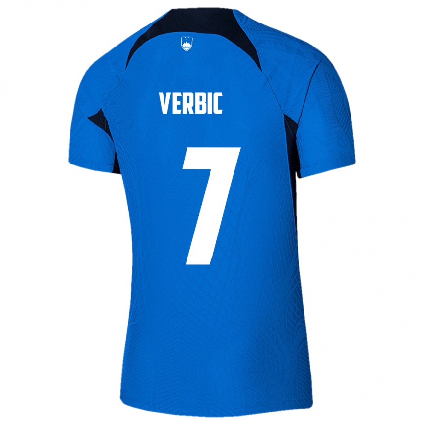 Niño Fútbol Camiseta Eslovenia Benjamin Verbic #7 Azul 2ª Equipación 24-26 Perú