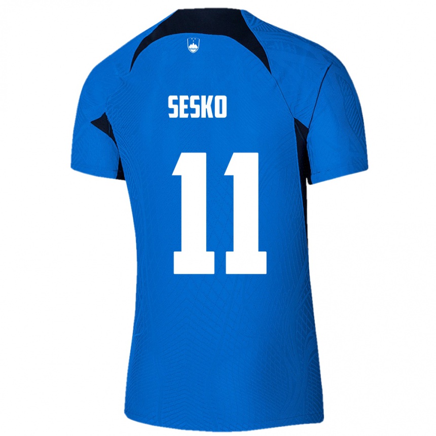 Niño Fútbol Camiseta Eslovenia Benjamin Sesko #11 Azul 2ª Equipación 24-26 Perú