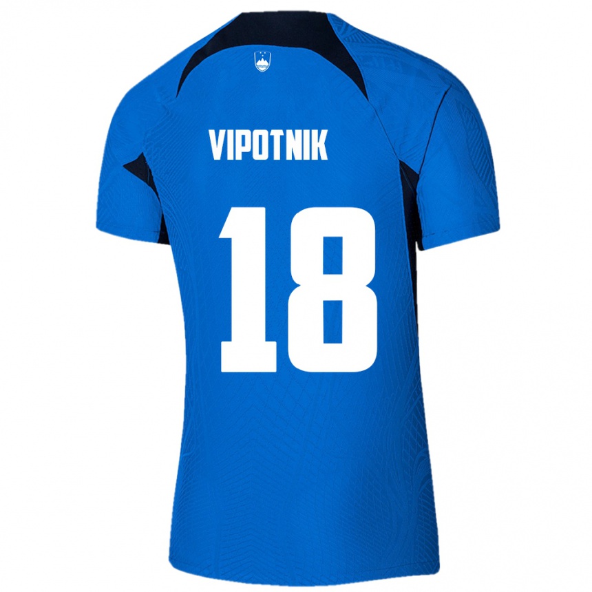 Niño Fútbol Camiseta Eslovenia Zan Vipotnik #18 Azul 2ª Equipación 24-26 Perú