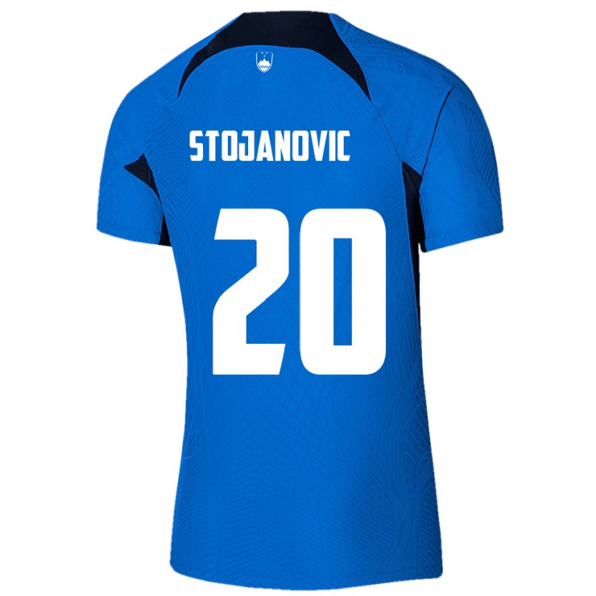 Niño Fútbol Camiseta Eslovenia Petar Stojanović #20 Azul 2ª Equipación 24-26 Perú